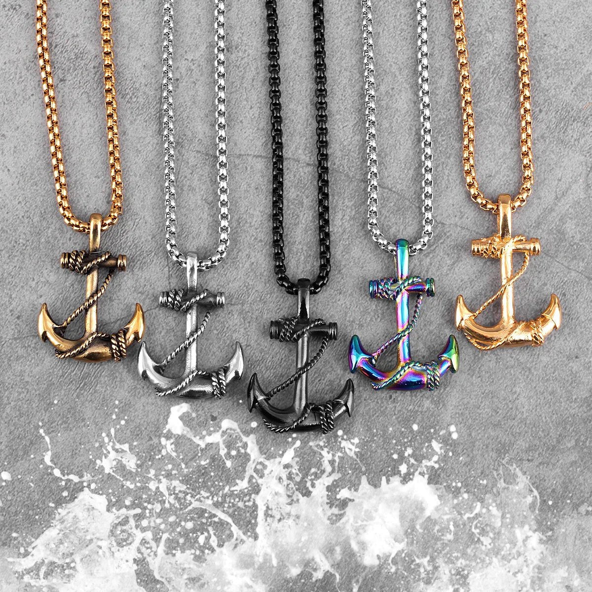 Anchor Pendant Necklace - Mens Anime Jewelry Jewellery