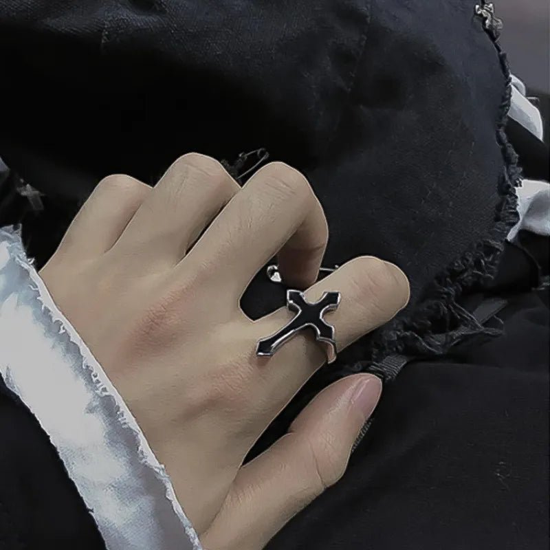 Black Cross Ring - Mens Anime Jewelry Jewellery