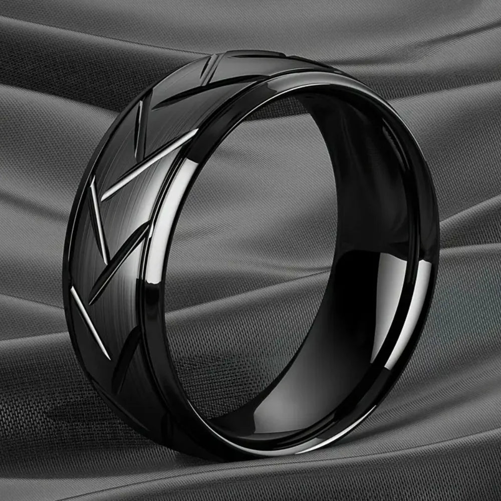 Black Groove Ring - Mens Anime Jewelry Jewellery