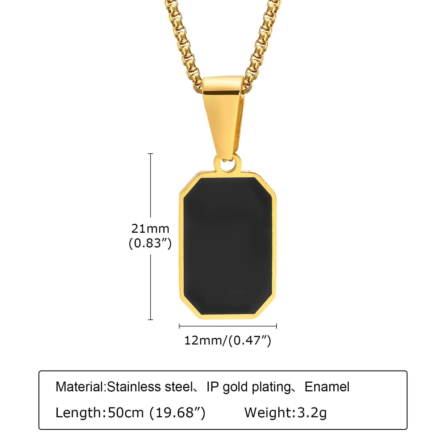 Black Square Pendant Necklace - Mens Anime Jewelry Jewellery