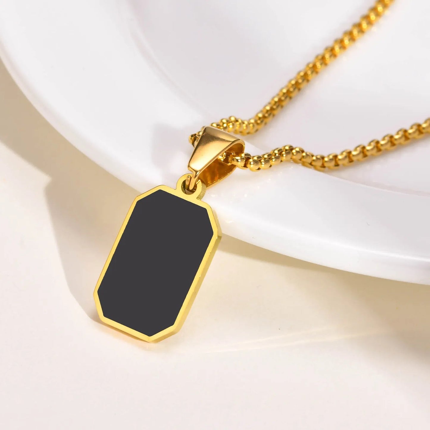 Black Square Pendant Necklace - Mens Anime Jewelry Jewellery