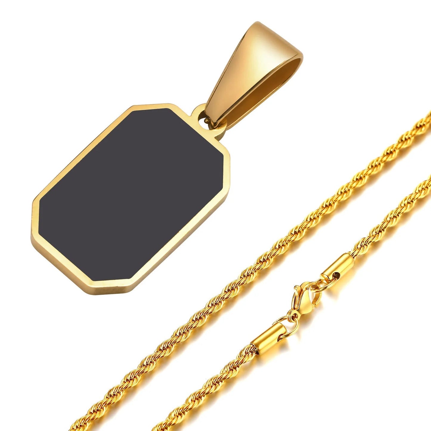Black Square Pendant Necklace - Mens Anime Jewelry Jewellery