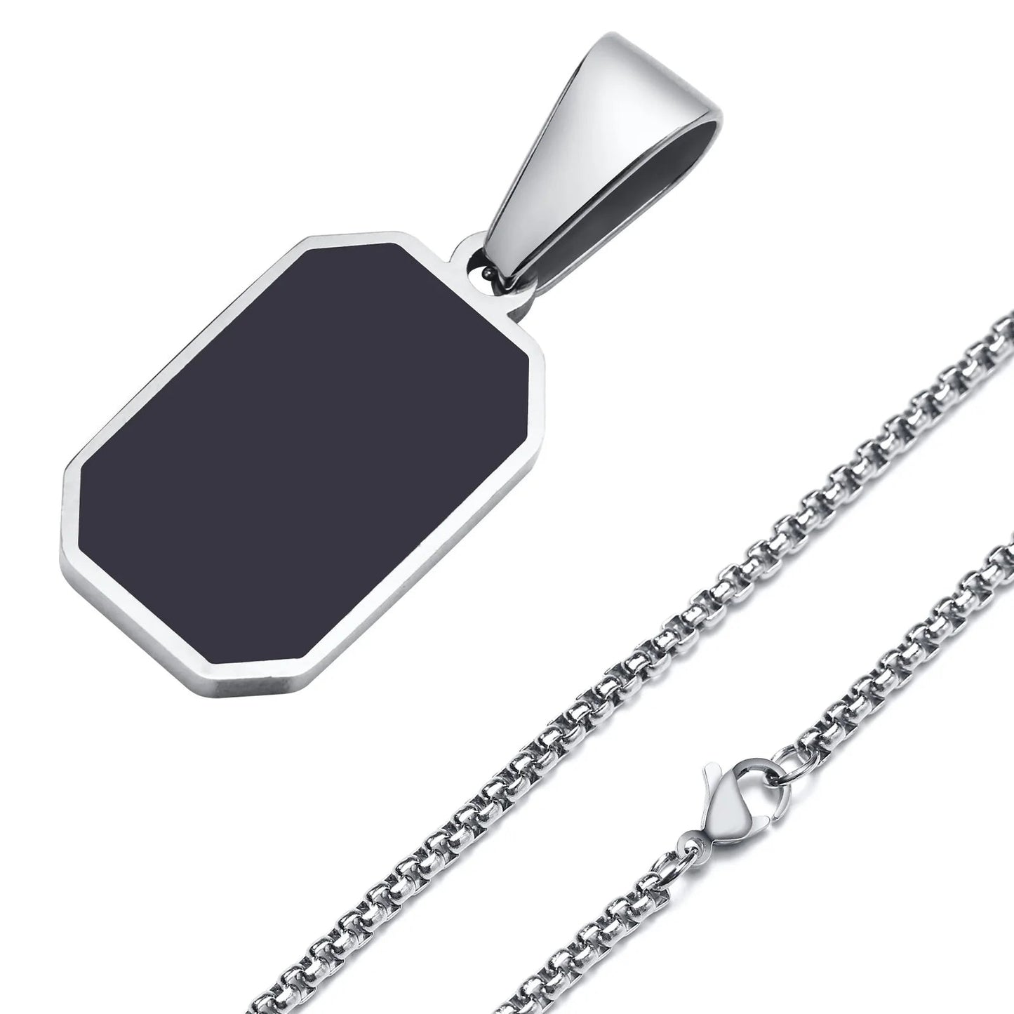 Black Square Pendant Necklace - Mens Anime Jewelry Jewellery