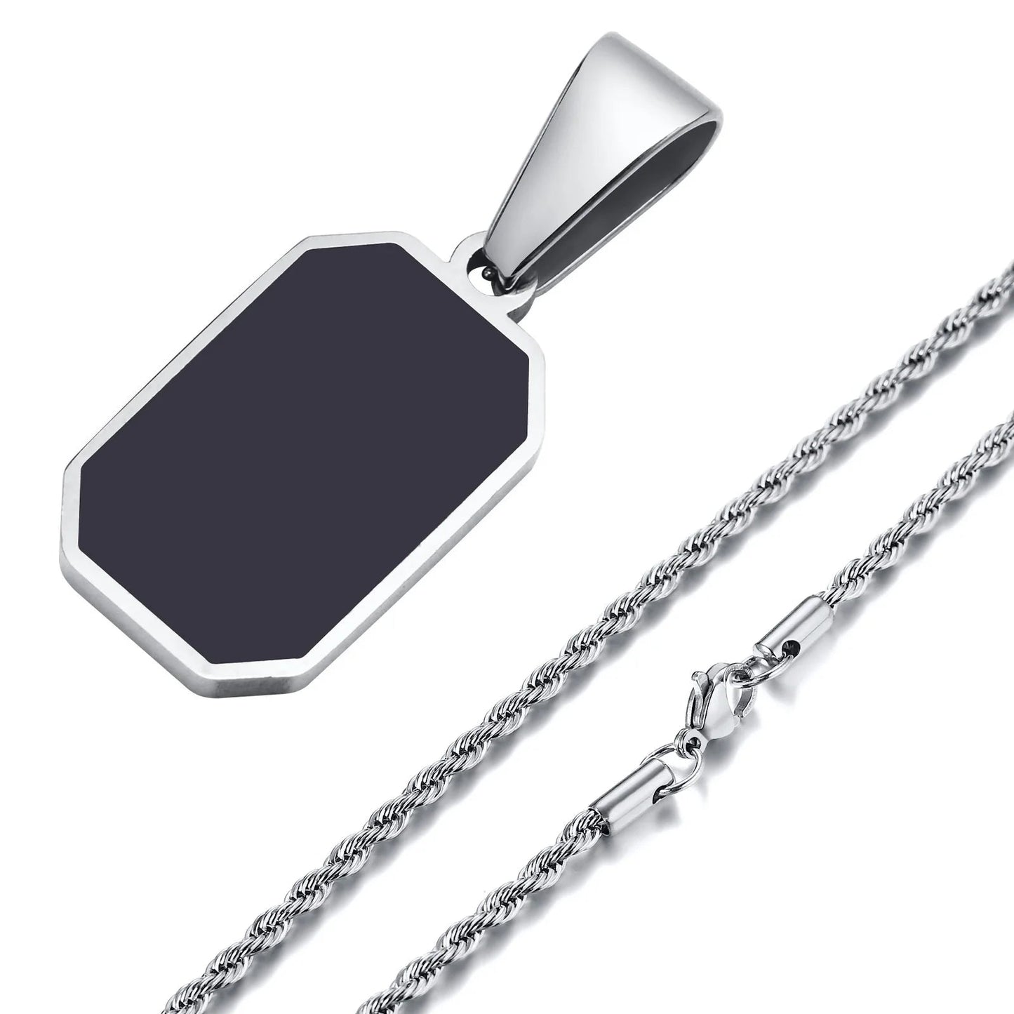 Black Square Pendant Necklace - Mens Anime Jewelry Jewellery