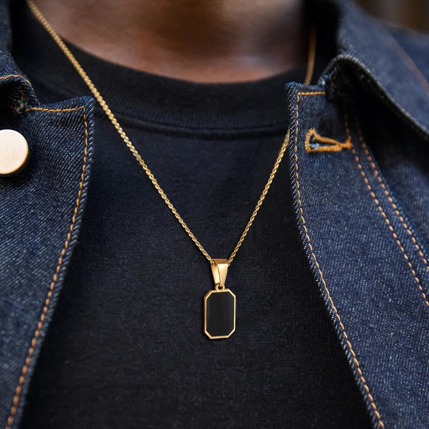 Black Square Pendant Necklace - Mens Anime Jewelry Jewellery