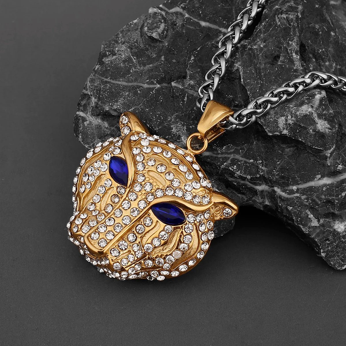 Blue Eye Panther Necklace - Mens Anime Jewelry Jewellery