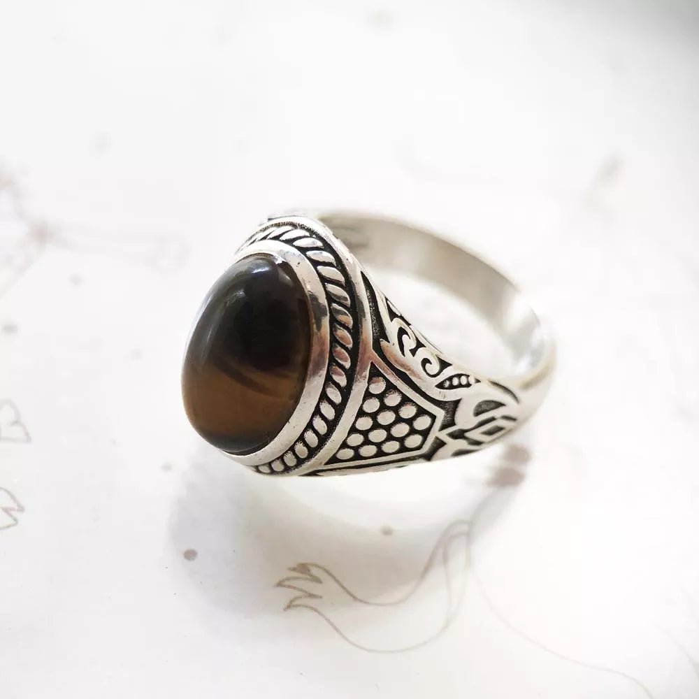 Brown Oval Stone Ring - Mens Anime Jewelry Jewellery