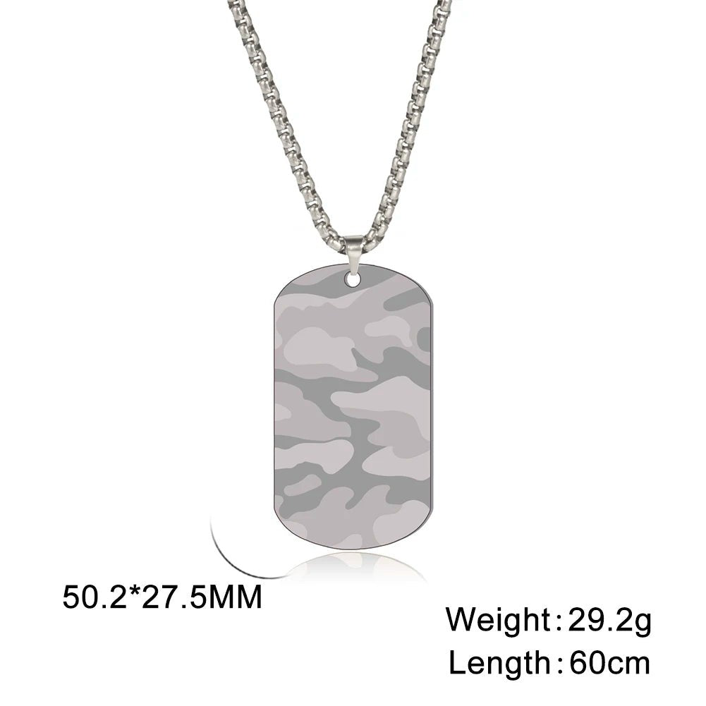 Camouflage Military Dog Tag Necklace - Mens Anime Jewelry Jewellery