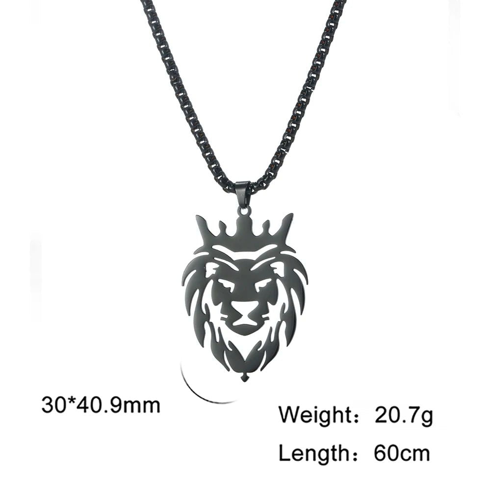 Lion With King Crown Necklace - Mens Anime Jewelry Jewellery