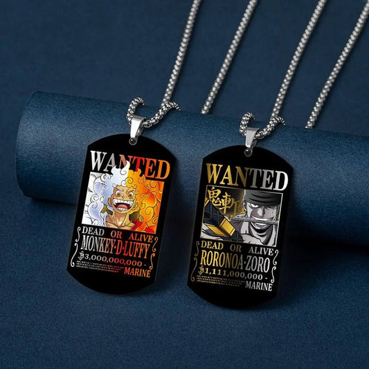 One Piece Wanted Necklace - Mens Anime Jewelry Jewellery