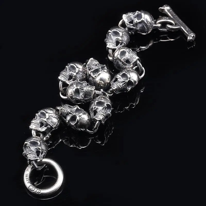 Silver Plated Skull Bracelet - Mens Anime Jewelry Jewellery