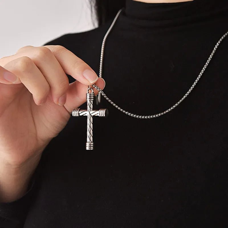 Spiral Cross Pendant Necklace - Mens Anime Jewelry Jewellery