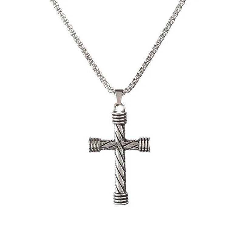 Spiral Cross Pendant Necklace - Mens Anime Jewelry Jewellery