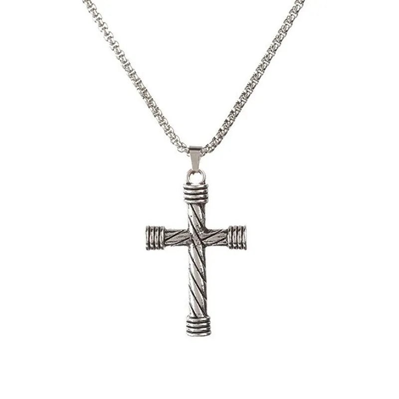 Spiral Cross Pendant Necklace - Mens Anime Jewelry Jewellery