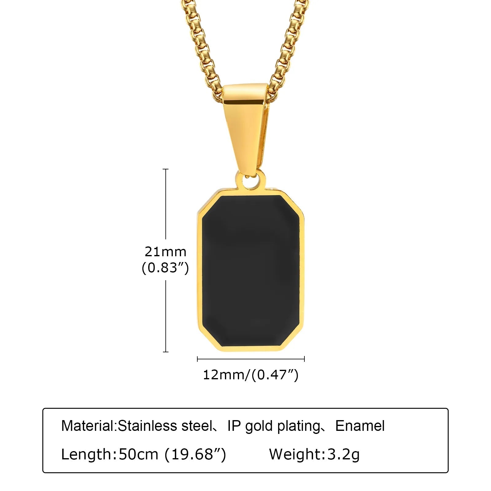 Black Square Pendant Necklace - Berserk Jewels Jewelery Jewellery