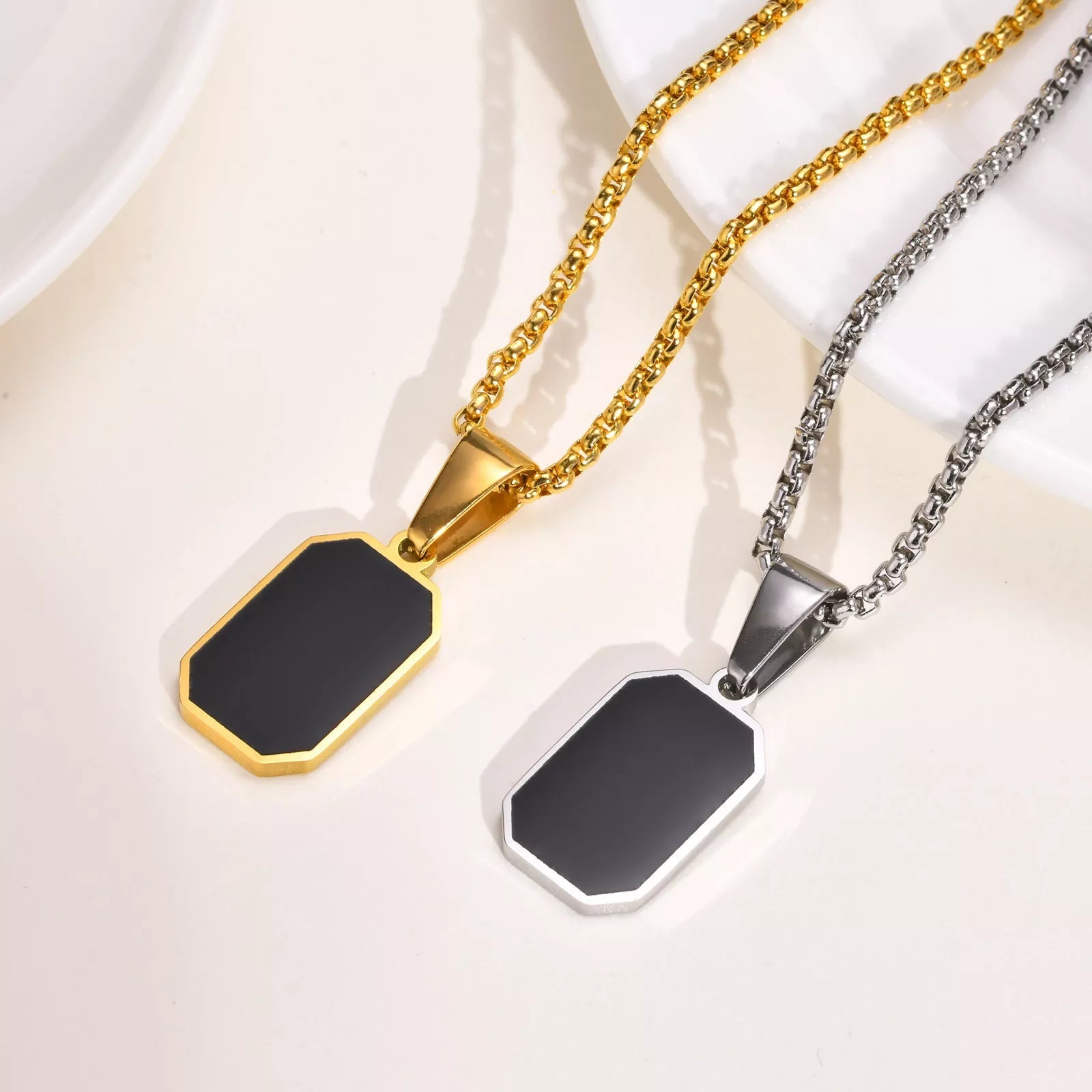 Black Square Pendant Necklace - Berserk Jewels Jewelery Jewellery