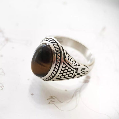 Brown Oval Stone Ring - Mens Anime Jewelry Jewellery