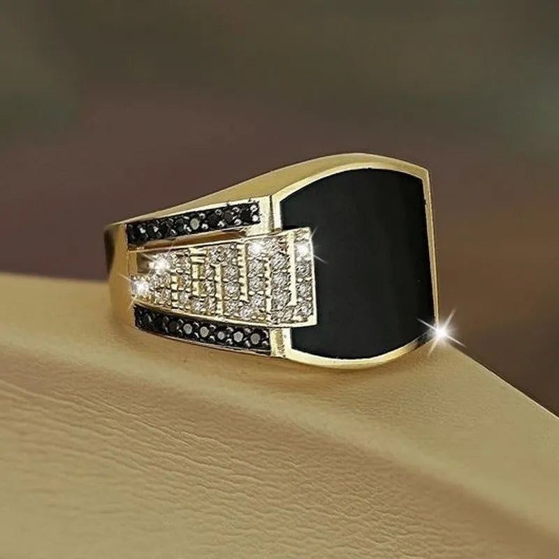 Classic Gold Inlaid Black Ring - Berserk Jewels Jewelery Jewellery