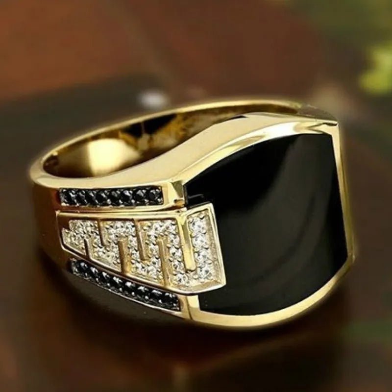 Classic Gold Inlaid Black Ring - Berserk Jewels Jewelery Jewellery