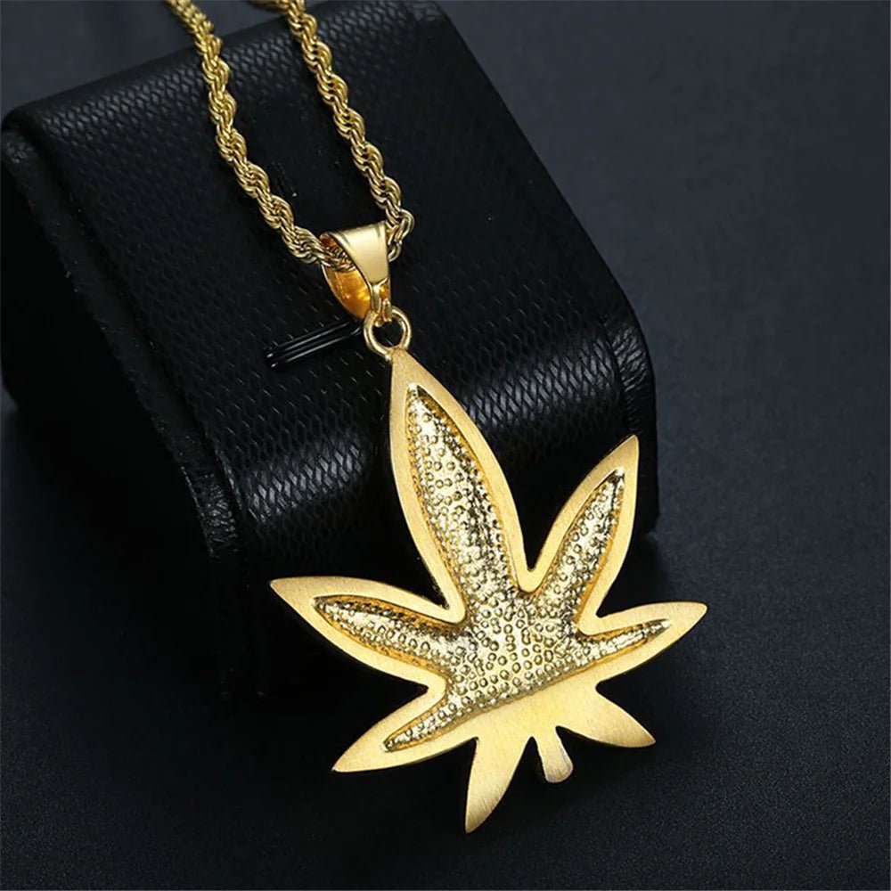 Iced Maple Weed Leaf Necklace - Mens Anime Jewelry Jewellery