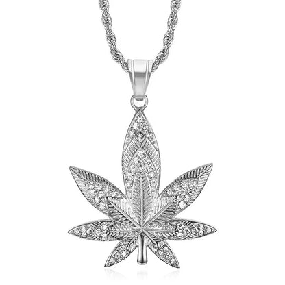 Iced Maple Weed Leaf Necklace - Mens Anime Jewelry Jewellery