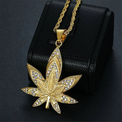 Iced Maple Weed Leaf Necklace - Mens Anime Jewelry Jewellery